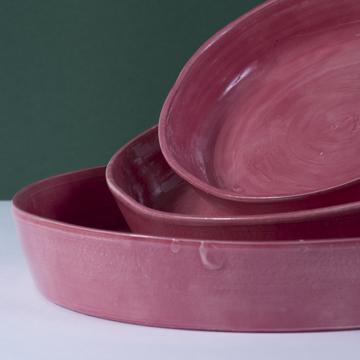 Plats Crato en faïence tournée, vieux rose, set de 3 [2]