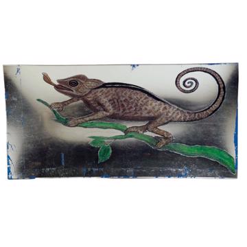 Assiette Caméléon en Découpage sous verre, argent [4]