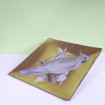 Grand plat Cockatoo en découpage sous verre