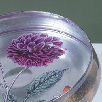 Coupe Fleurs en Découpage sous verre, vieux rose [2]