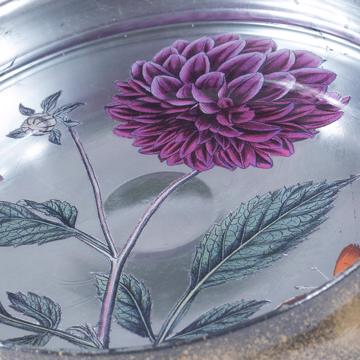 Coupe Fleurs en Découpage sous verre, vieux rose [3]