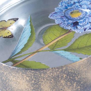 Coupe Fleurs en Découpage sous verre, bleu clair [3]