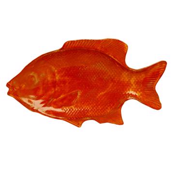 Plat Mérou en faïence estampée, orange vif [3]