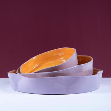 3 two-tone dishes in earthenware