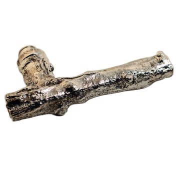 Poignée de porte Branche en métal patiné, argent, argent vif