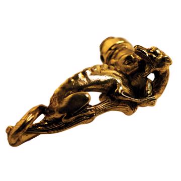 Poignée de porte Griffon en métal patiné, or, main gauche