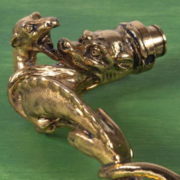 Poignée de porte Griffon en métal patiné, or, droite [2]