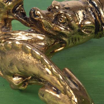Poignée de porte Griffon en métal patiné, or, droite [5]