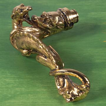 Poignée de porte Griffon en métal patiné, or, droite [1]