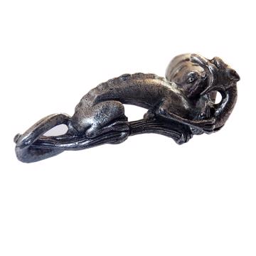 Poignée de porte Griffon en métal patiné, argent, gauche [1]