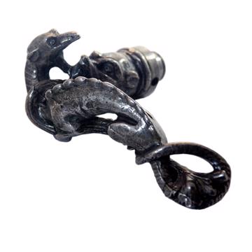 Poignée de porte Griffon en métal patiné, argent, droite