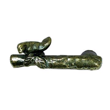 Poignée de porte Oiseau sur Branche en métal patiné, bronze, gauche [3]