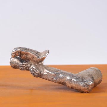 Poignée de porte Oiseau sur Branche en métal patiné, argent, gauche [4]