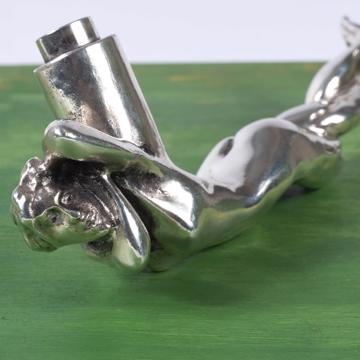 Mermaid and Triton Handle in casted metal, silver, marmaid [2]