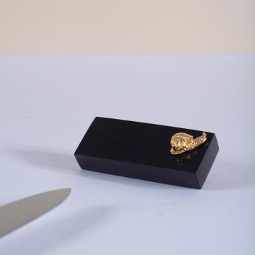 Horn Knife Rest and Charms in silver or gold plated, gold, snail [1]