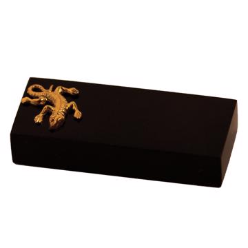 Horn Knife Rest and Charms in silver or gold plated, gold, lizard [3]