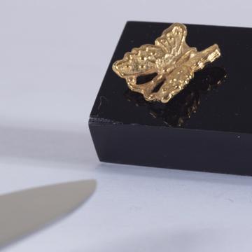 Horn Knife Rest and Charms in silver or gold plated, gold, butterfly [2]