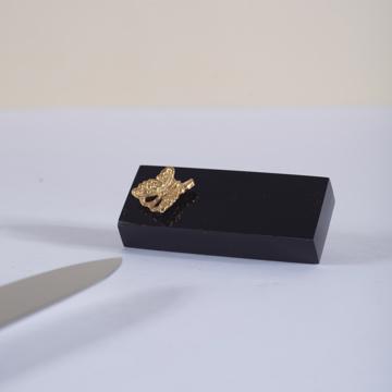 Horn Knife Rest and Charms in silver or gold plated, gold, butterfly [1]