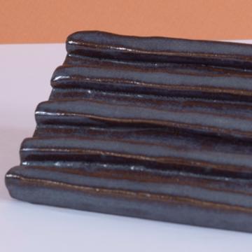 Porte Savon en grès façonné, bleu gris [4]