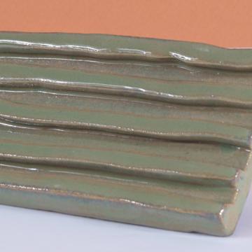Porte Savon en grès façonné, vert mousse [2]