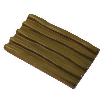 Porte Savon en grès façonné, vert mousse