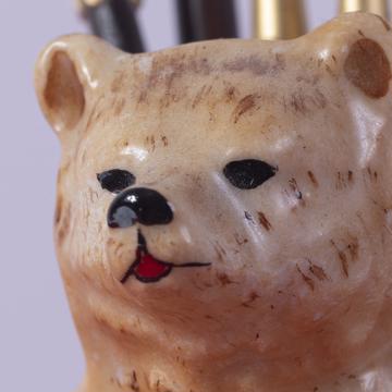Porte pique Ours en porcelaine, beige, ebène et or [4]
