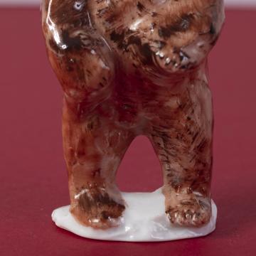 Porte pique Ours en porcelaine, brun, ebène et or [4]