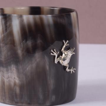 Horn and Charm Napkin Rings, silver, frog [2]