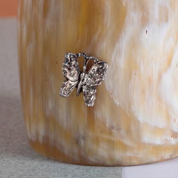 Ronds de Serviette en Corne et Crampon, argent, papillon [2]
