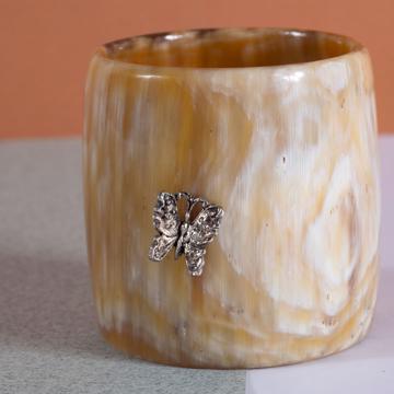 Ronds de Serviette en Corne et Crampon, argent, papillon [4]