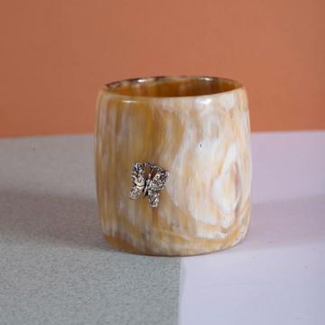 Ronds de Serviette en Corne et Crampon, argent, papillon [1]