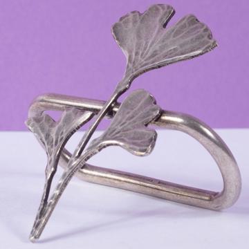 Ronds de serviette Feuilles en cuivre plaqué, argent, ginkgo [2]