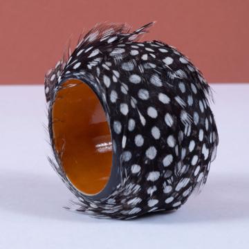 Rond de Serviette en plumes naturelles, noir [2]