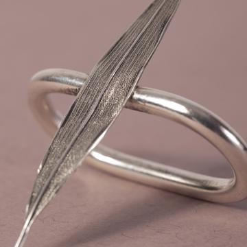Ronds de serviette Feuilles en cuivre plaqué, argent, saule [2]