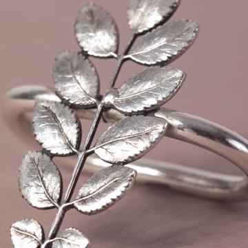 Ronds de serviette Feuilles en cuivre plaqué, argent, rosier [4]