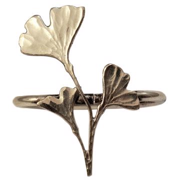 Ronds de serviette Feuilles en cuivre plaqué, argent, ginkgo [3]