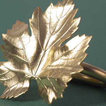 Ronds de serviette Feuilles en cuivre plaqué, or mat, erable [2]