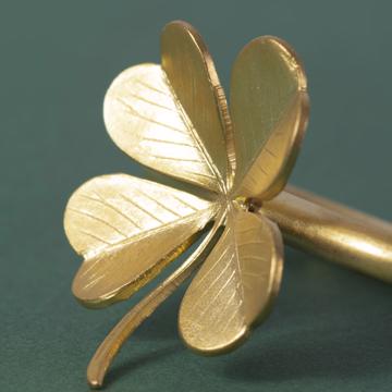 Leaves napkin rings in plated copper, mat gold, clover [2]