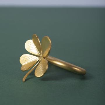 Leaves napkin rings in plated copper, mat gold, clover [1]