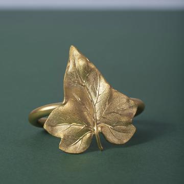 Leaves napkin rings in plated copper, mat gold, ivy [1]