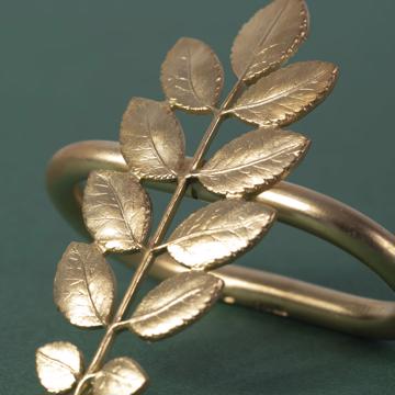 Leaves napkin rings in plated copper, mat gold, rose [2]