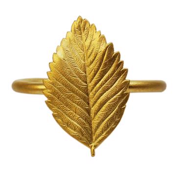 Ronds de serviette Feuilles en cuivre plaqué, or mat, charme