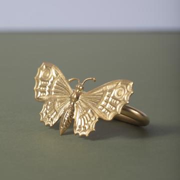 Ronds de Serviette Insectes en cuivre estampé, or mat, papillon [1]