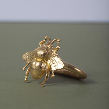 Insect napkin rings in plated copper, mat gold, bee [1]