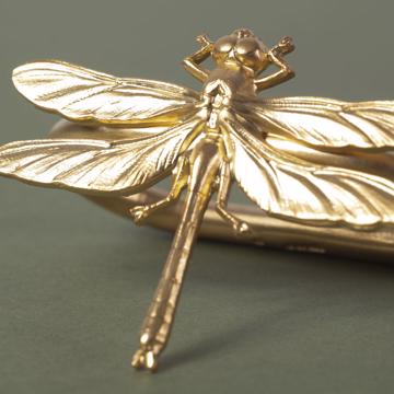Ronds de Serviette Insectes en cuivre estampé, or mat, libellule [2]