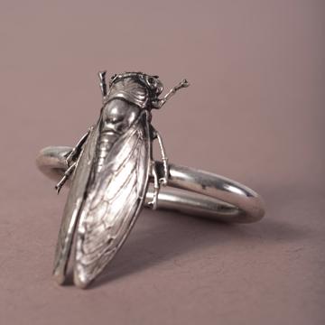 Insect napkin rings in plated copper, silver, cigala [1]