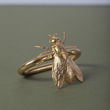 Ronds de Serviette Insectes en cuivre estampé, or mat, mouche [1]