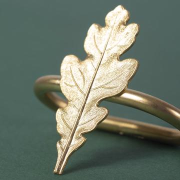 Ronds de serviette Feuilles en cuivre plaqué, or mat, chêne [2]