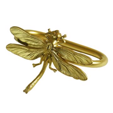 Ronds de Serviette Insectes en cuivre estampé, or mat, libellule [3]