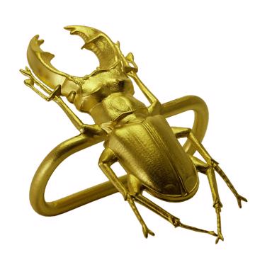 Ronds de Serviette Insectes en cuivre estampé, or mat, lucane [4]